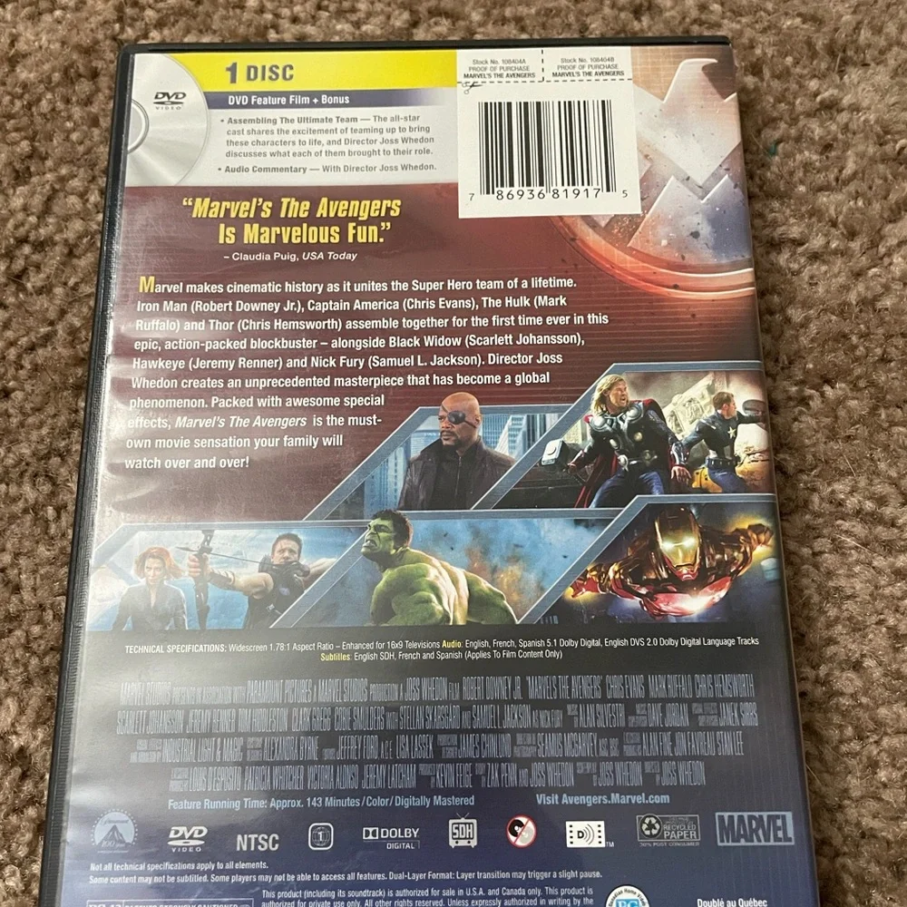 N/A avengers dvd